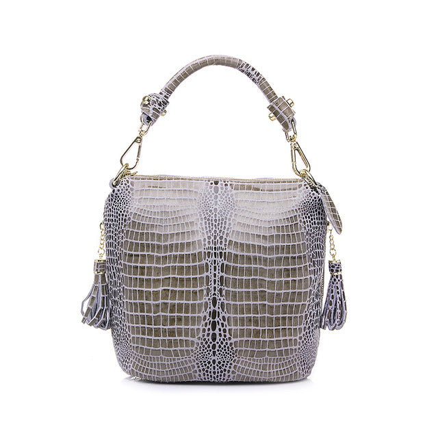 Genuine Leather Handbag With Fringes - 7 Colors