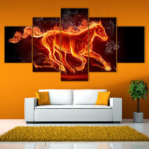 5 Pieces Decorative 3D Painting "The Flaming Horse"