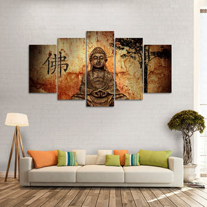 5 Pieces Decorative 3D Painting "Meditating Buddha"