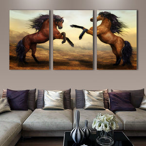3 Pieces Decorative 3D Painting "Horse's Encounter"