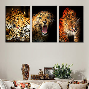 3 Pieces Decorative 3D Painting "Leopard's Mood"