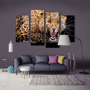 4 Pieces Decorative 3D Painting "Leopard's Growl"