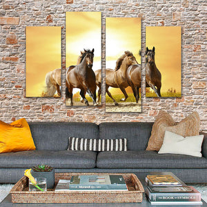 4 Pieces Decorative 3D Painting "Adventurous Horses"