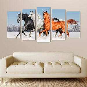 5 Pieces Decorative 3D Painting "Glamorous Wild Horses"