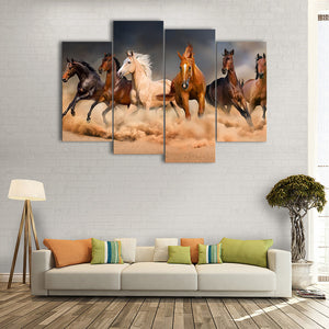 4 Pieces Decorative 3D Painting "Wild Horses"