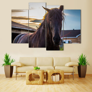 4 Pieces Decorative 3D Painting "Bay Horse"