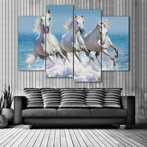 4 Pieces Decorative 3D Painting "Amused Young Horses"
