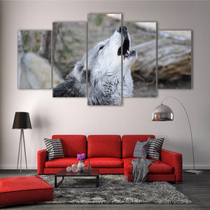 5 Pieces Decorative 3D Painting "Wolf Howling"