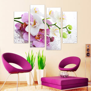 4 Pieces Decorative 3D Painting "Pink Orchid Petals"