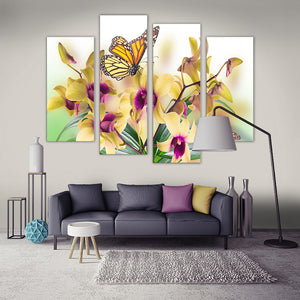 4 Pieces Decorative 3D Painting "The Yellow Orchid"