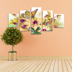 5 Pieces Decorative 3D Painting "Yellow Orchid"