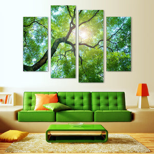 4 Pieces Decorative 3D Painting "Green Tree"