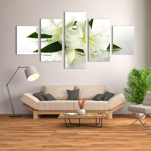 5 Pieces Decorative 3D Painting "White Lily"