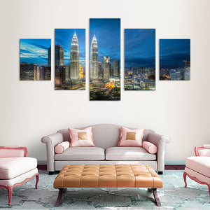 5 Pieces Decorative 3D Painting "Petronas Twin Towers"