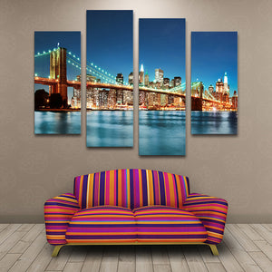 4 Pieces Decorative 3D Painting "Sunset at Brooklyn"