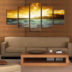 5 Pieces Decorative 3D Painting "Golden Dusk"