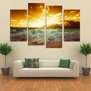 4 Pieces Decorative 3D Painting "Golden Sky"