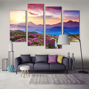 5 Pieces Decorative 3D Painting "Pink Flowers Mountain"
