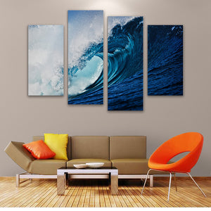 4 Pieces Decorative 3D Painting "Deep-Blue Wave"