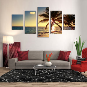 5 Pieces Decorative 3D Painting "Exotic Island Beach Sunset"
