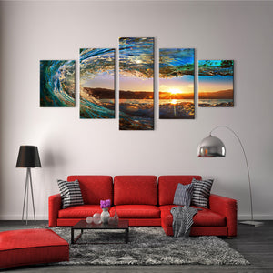 5 Pieces Decorative 3D Painting "Carved Wave"