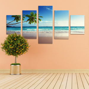 5 Pieces Decorative 3D Painting "Exotic Beach Dawn"