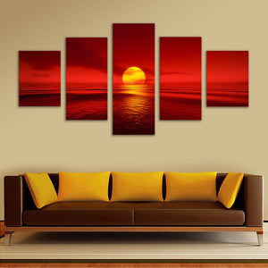 5 Pieces Decorative 3D Painting "Imposing Red Sky"