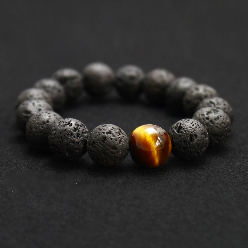 Natural Lava Bracelet for Grounding and Prosperity