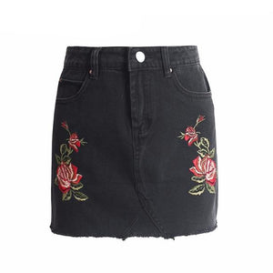 Embroidery High-Waist Straight Skirt