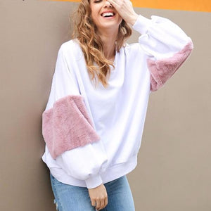 One Size Casual Faux Fur Sweater