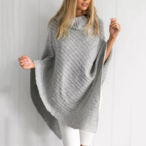 One Size Knitted Turtleneck Poncho - 2 Colors
