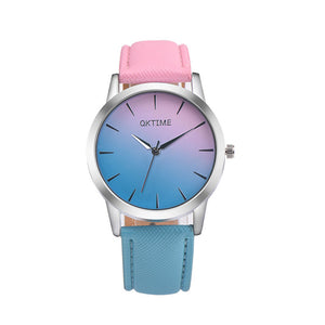 Gradient Colors Casual Wrist Watch - Light Pink & Light Blue