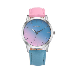 Gradient Colors Casual Wrist Watch - Light Pink & Light Blue Inverted
