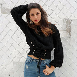 Lace up Knit Sweater - 3 Colors