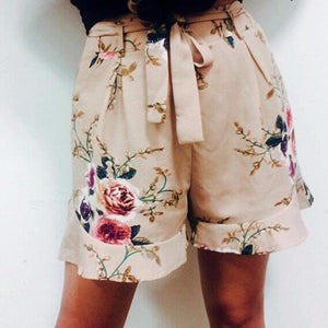 Floral Print Casual Ruffle Shorts