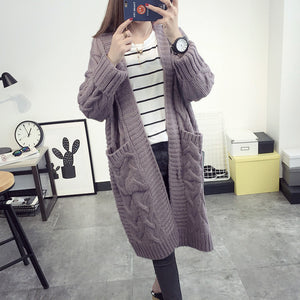One Size Long Casual Long-Sleeve Cardigan - Lavender