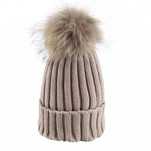 Casual Beanie With Removable Fur Pompon - 8 Colors