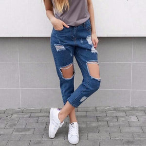 Blue Denim Ripped Jeans