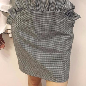 Houndstooth High-Waist Skirt