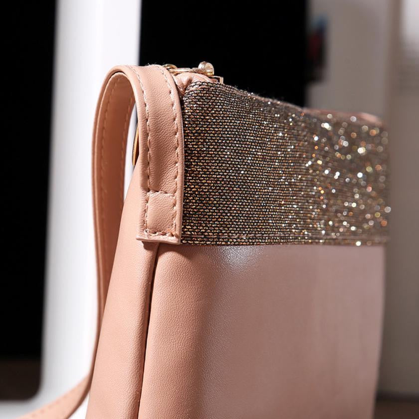 PU Leather & Sequins Shoulder Bag