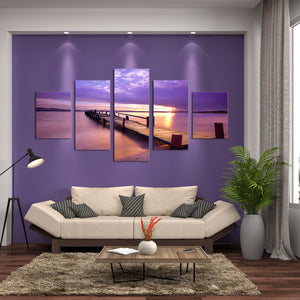 5 Pieces Decorative 3D Painting "Purple Sunset"