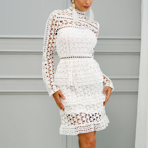 Long Sleeve Vintage Dress - White